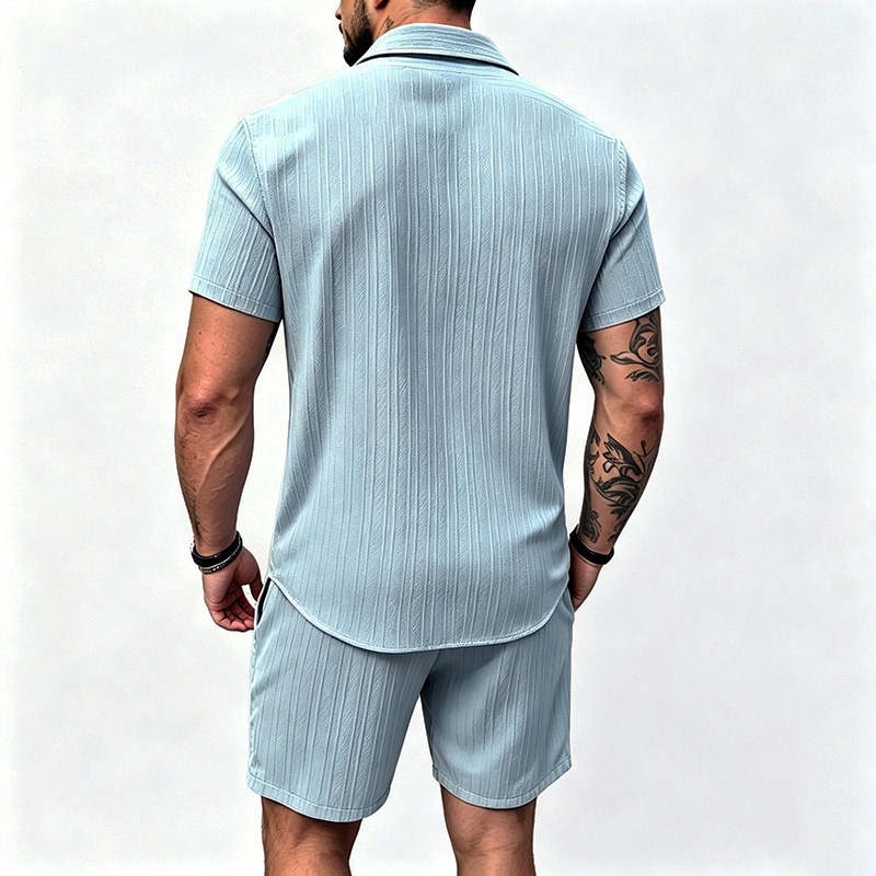 2026 New Men Vertical Wrinkle  - огляд і ціна Shirt Camp Collar