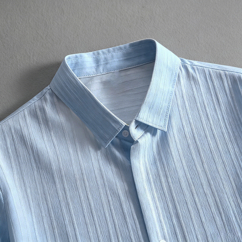 2026 New Men Vertical Wrinkle  - огляд і ціна Shirt Camp Collar